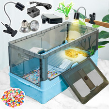 25.6X12.8X14.6 Turtle Tank Kit with Heat Lamp, Filter  Wheels Blue