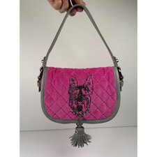 Juicy Couture Pink Velour Scottie Dog Shoulder Bag Quilted Rhinestone Y2K Vtg