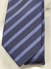 HUGO BOSS Red Label Made Italy Skinny Dress Tie Men's Silk Blue Brown Stripes