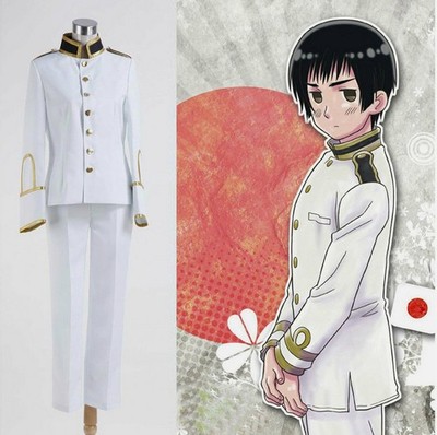APH Axis Powers Hetalia Honda Kiku Japan White Uniform Suit Cosplay Costume
