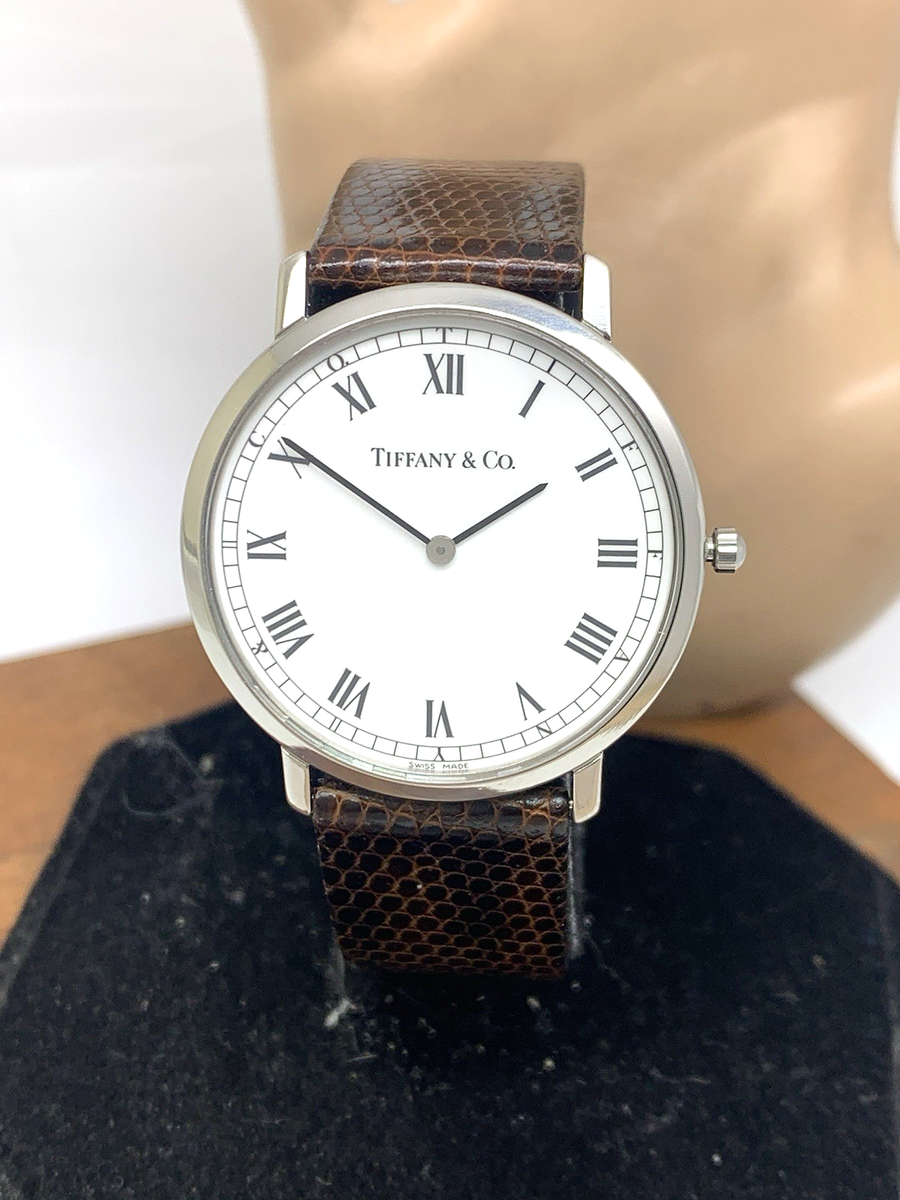 Tiffany & Co. Unisex Watch M151 Swiss Quartz White Dial Brown