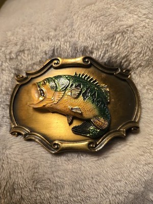 Vintage RAINTREE 1980 Largemouth Bass Belt Buckle for  Fishermen 3D Enameled