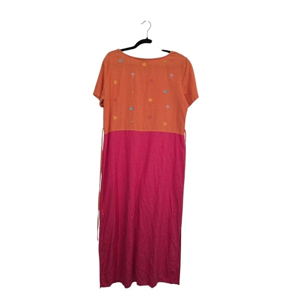 Maxi Vestido Studio Ease Talla 10 Mezcla de Lino Bordado Dos Tonos De Colección Foto 2 de 4