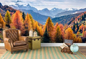 3D Autumn Forest Mountains Self-adhesive Removable ...