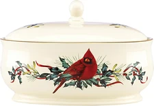 Winter Greetings Covered Dish, 4.85 LB, Red & Green