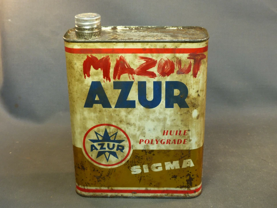 ancien bidon d'huile azur vieux garage vintage automobile metier - Photo 2/4