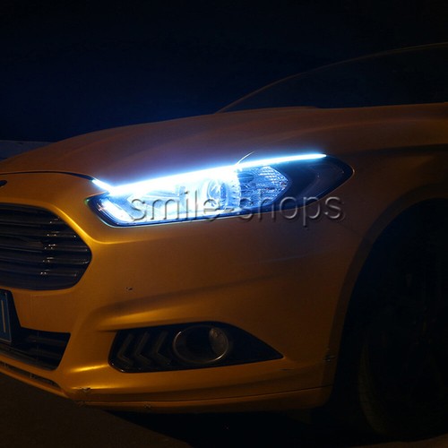 60CM White Red Ice Blue Amber LED Car DRL Flowing Daytime Running Strip Lights - Picture 7 of 13
