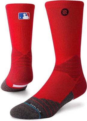 Men's MLB Baseball Diamond Pro Primary Crew Red Calf Socks - Size Large