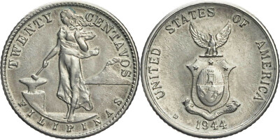 Philippines: USA Administration 20 Centavos 1944-D II-te