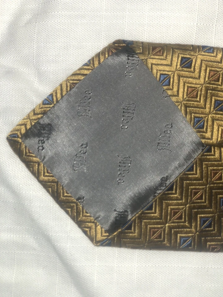 Corbata ALLEA MILANO Lujo Para Hombre Patrón Dorado 100% Seda HECHA A MANO en ITALIA Foto 2 de 4