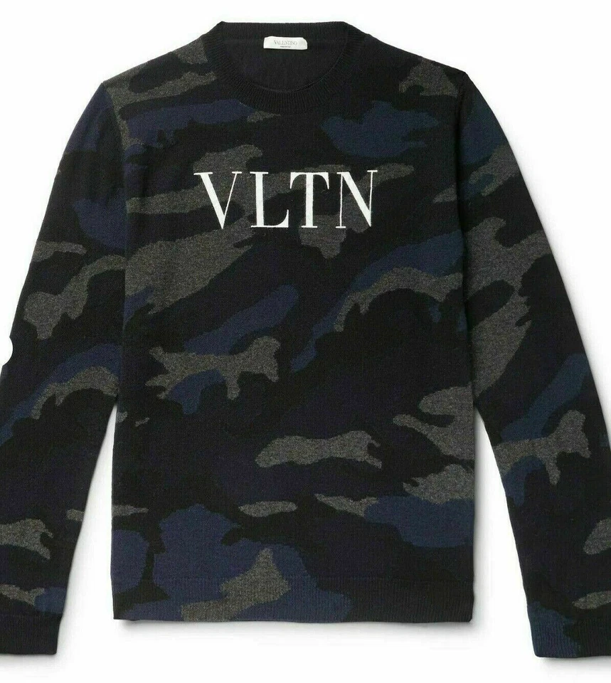 VALENTINO CAMOUFLAGE LOGO CASHMERE KASCHMIR SWEATER PULLOVER PULLI JUMPER XL 