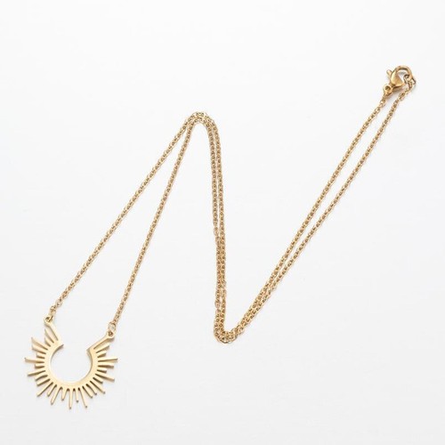 Gold Spiked Sun Ray Necklace - Celestial Pendant - Minimalist Design - Elegant - Picture 3 of 8