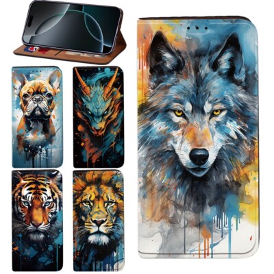 PU Leder Ständer Handy Folio Cover Case für Apple iPhone 11 13 14 15 16 UK