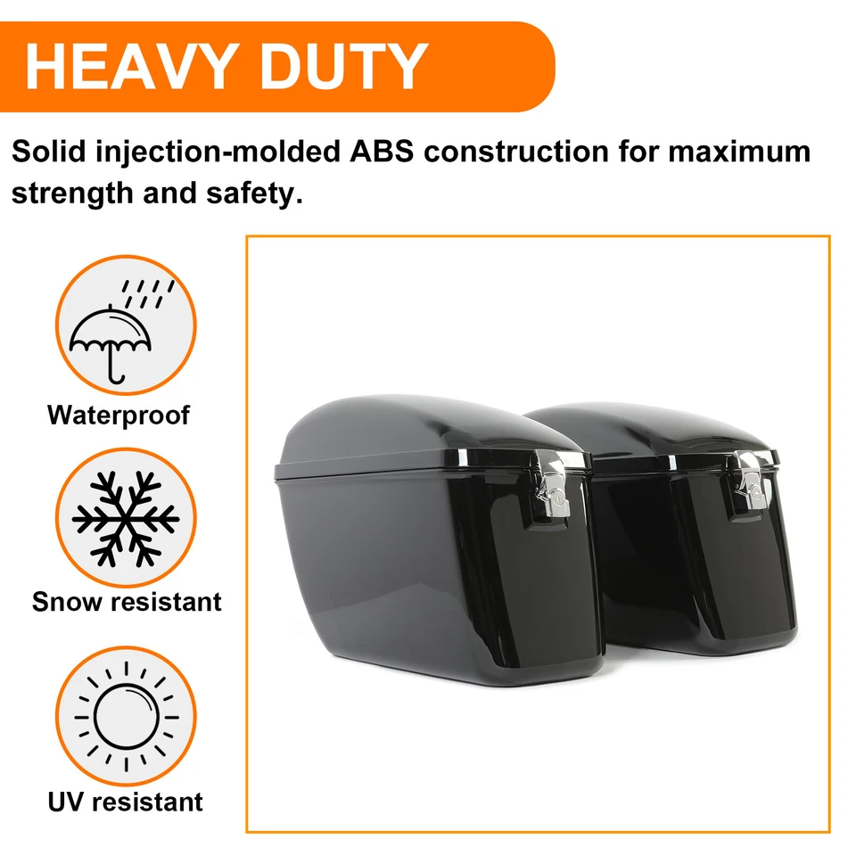 Universal Luggage Motorcycle Hard SaddleBag For Harley Sportster Softail Dyna - Image 4 of 4