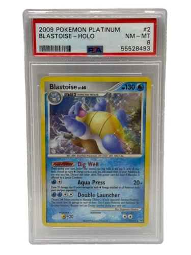 2009 Pokémon Platinum Blastoise Holo 2/127 PSA 8 NEAR MINT - MINT