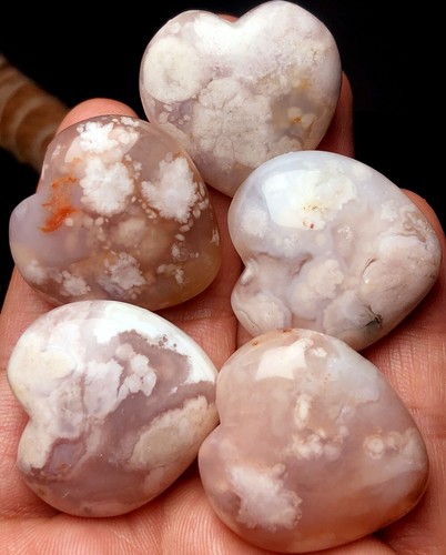 92g 5PCS Flower agate Snowflake Cherry Blossom Flower Quartz Crystal heart q10 - Picture 2 of 6