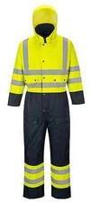CLASS 3 HI-VIS CONTRAST QUILT LINED COVERALL SUIT CLASS 3 YELLOW/NAVY S-7XL S485