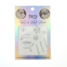 Eye-catching Face Rhinestone Sticker for Concert White Assorted Color 1 Pc