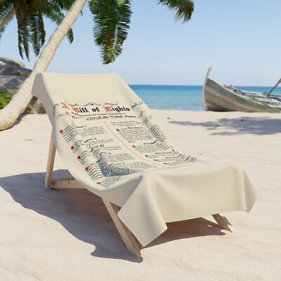 Vintage Bill of Rights Beach Towel, Summer Essential, Pool Party, Gift for