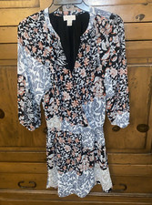 Women's LOFT Outlet Chiffon Faux Wrap Dress-Long Sleeve-Elastic Waist-SMALL