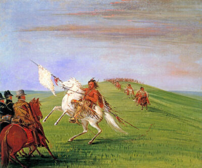 COMANCHE MEETING THE DRAGOONS AMERICAN USA INDIAN 1834 BY GEORGE CATLIN REPRO
