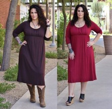 New PLUS SIZE JUNIORS Womens SOFT BROWN BURGUNDY RUCHED BUST MIDI DRESS 1X 2X 3X