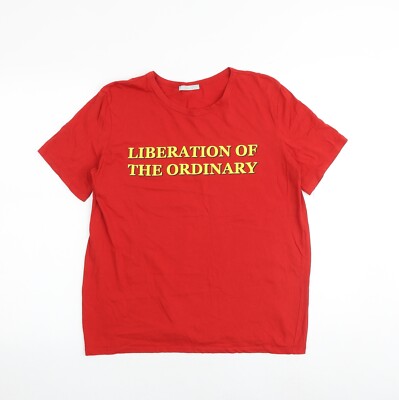 Zara Damen T-Shirt rot Baumwollmischung Größe M - Liberation of The Ordin