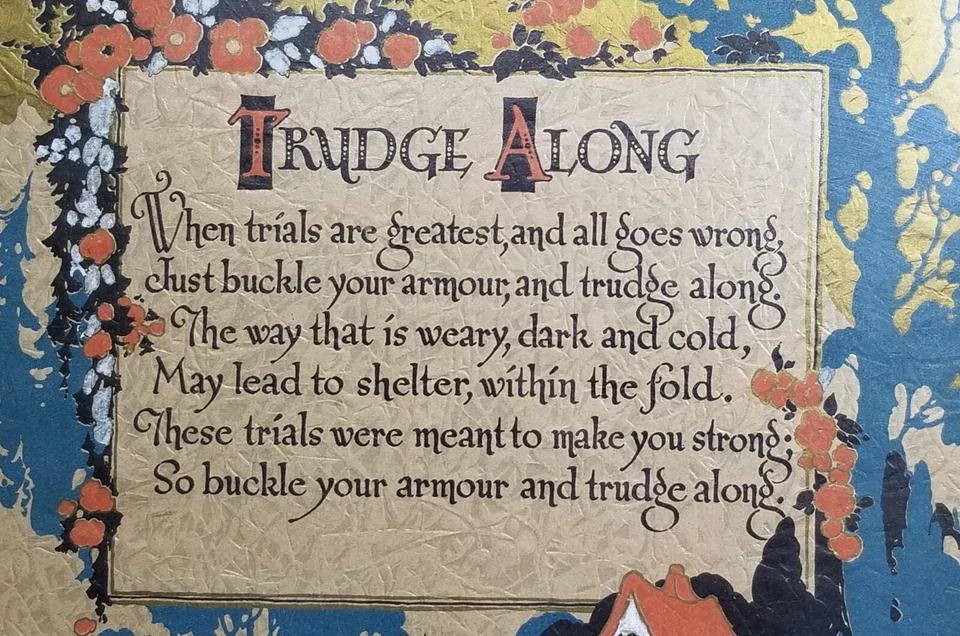Vintage Framed Motto "Trudge Along" 11" x 9" Great Pre-owned Condition - Image 3 of 4