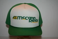 VINTAGE FLAT BRIM McCann Rents CONSTRUCTION COMPANY SNAPBACK TRUCKERS HAT CAP