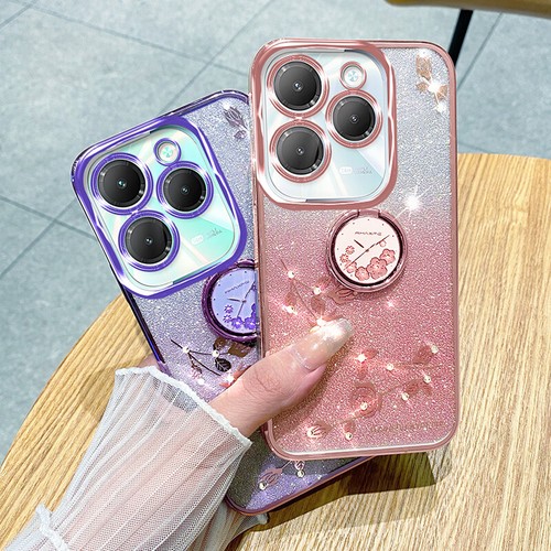 Funda blanda con soporte de anillo transparente brillante de lujo para Tecno Spark 20 Pro - Imagen 10 de 14