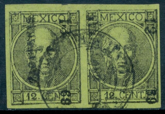 yak07 Mexico #59 12¢ Yr 1969 USED Zacatecas 13-69 Pair Sz 1852 VF Nice Stamp