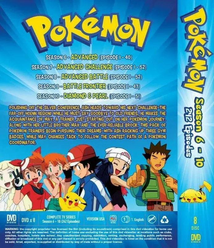 Pokemon Season 6-10. English Version. English Dub. All Region. DHL