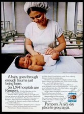 1972 Pampers diapers baby in hospital photo vintage print ad
