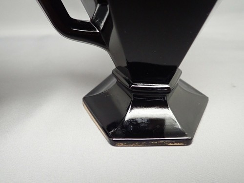 Vintage Art Deco Hexagon Black Glass Sugar & Creamer With Butterfly Decoration - Bild 8 von 8