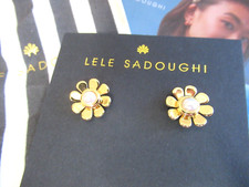 LELE SADOUGHI Authentic Dainty Daisy Button Stud 14Kt Gold Plated Earrings NWT