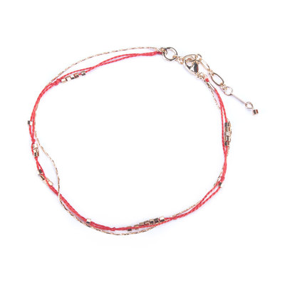 Two Color Metal & Cotton Thread Chain Simple Anklet. New w/Free Gift. Ship Free!