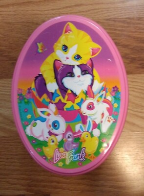 Vintage Lisa Frank Easter Spring Collector's Tin Container Bunny Cats Chicks