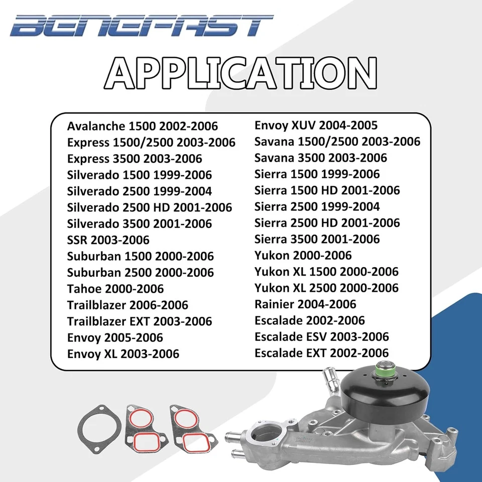 Water Pump45005 For CHEVROLET AVALANCHE 1500 2002-2006,GMC SAVANA 1500 2003-2006 Foto 2 de 4