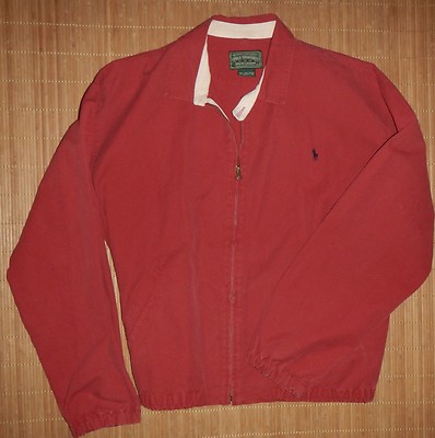 Mens L Polo Country Ralph Lauren Jacket Red Cotton Canvas Coat