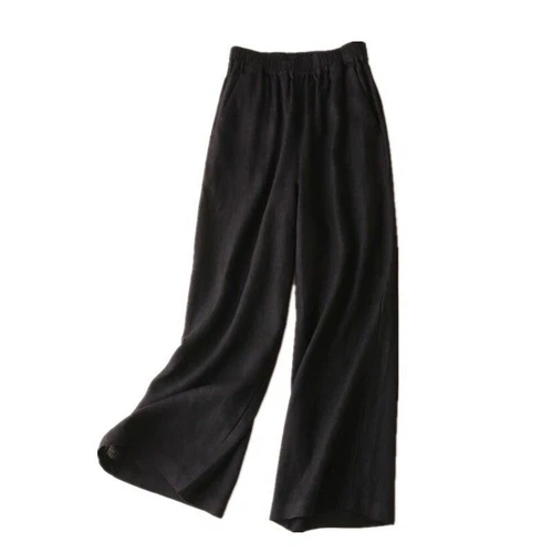 Women Cotton Linen Loose Wide Leg Pants Ladies Summer Breathable Casual Trousers - Picture 6 of 24