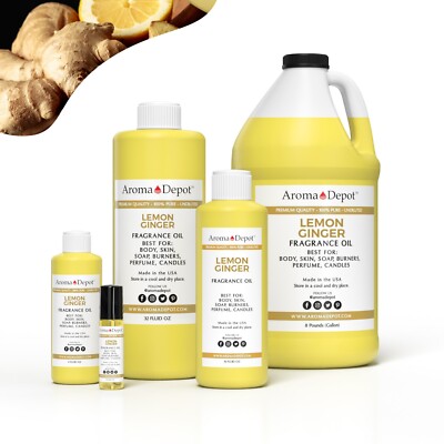 Lemon Ginger Fragrance Oil for Body, Candle, Soap, Lotion, Diffusers & Warmers