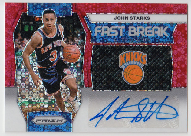 2023-24 Panini Prizm Fast Break John Starks Autographs Red Disco Prizm Auto /99