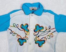 Vtg 50s Boys Rainbow Embroidered Western Shirt Cowboy Rodeo Rockabilly Sz 4