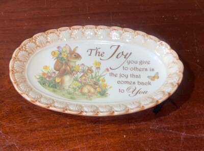 Cracker Barrel Easter Traditions Oval Plate Rabbits Flowers Butterfly ...
