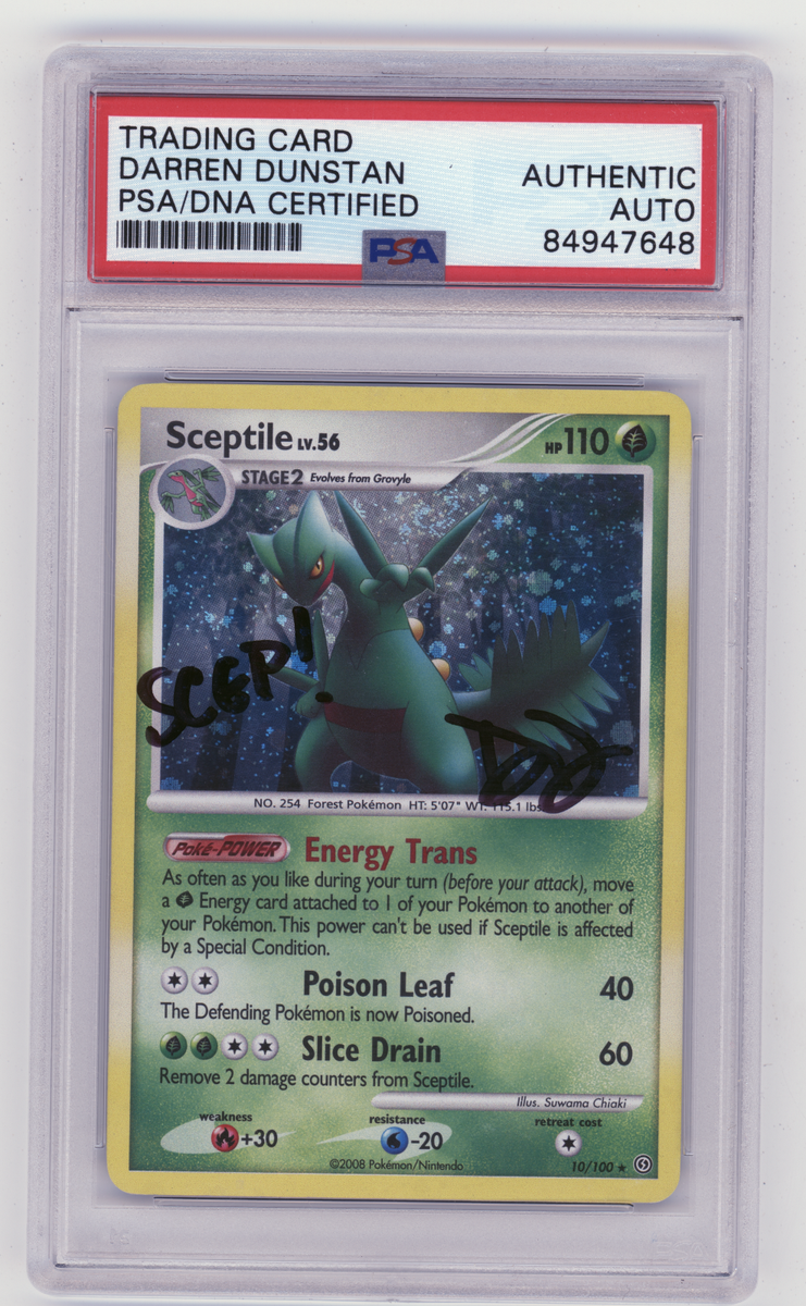 PSA Signed Darren Dunstan Sceptile 10/100 Stormfront Holo Rare