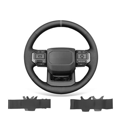 DIY Hand Sew Black PU Leather Steering Wheel Cover for Toyota Land Cruiser 2024
