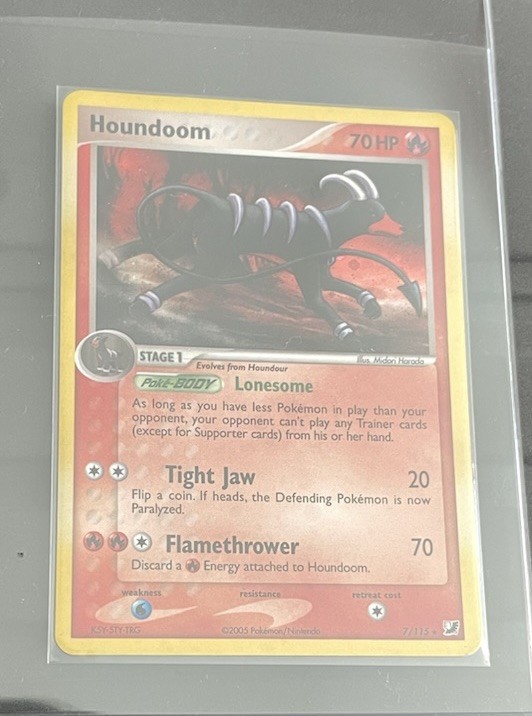 Pokemon TCG Houndoom 7/115 Reverse Holo EX Unseen Forces Holo Rare Stamped