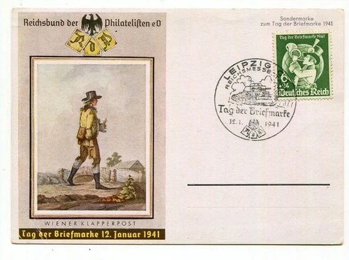 D83210 Leipzig 1941 Postcard Germany Stamp Day Sc. B188 FDC Cancel