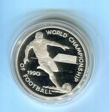 Jamaica 25 Dollars Fu&szlig;ball WM Italien 1990 Silber PP (M11812)