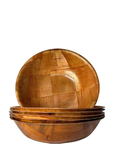 Wooden Salad Bowl Set 6 Pcs - 8 Inch Salad Bowls Large Serving, Woven Wooden ...